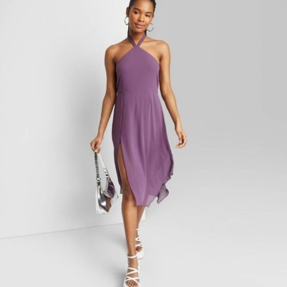 NWT wild fable sz xl purple chiffon halter top midi dress - Picture 1 of 4